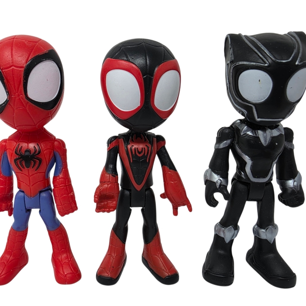 Marvel Spidey and Friends Spiderman Panther Toy Figures Lot of 3